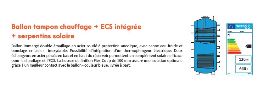 BALLON TAMPON TS2S 800 AVEC ECS BAIN MARIE + DOUBLE SERP. SOLAIRE