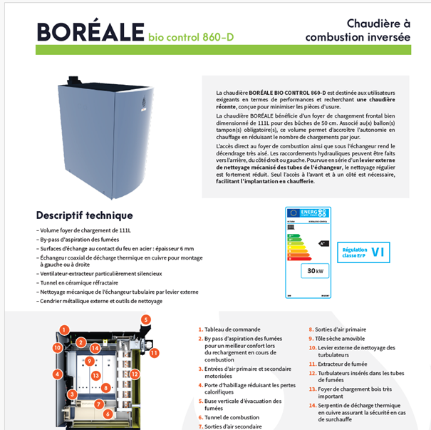 Boréale 30 kW Bio Control - Chaudière à combustion inversée assistée