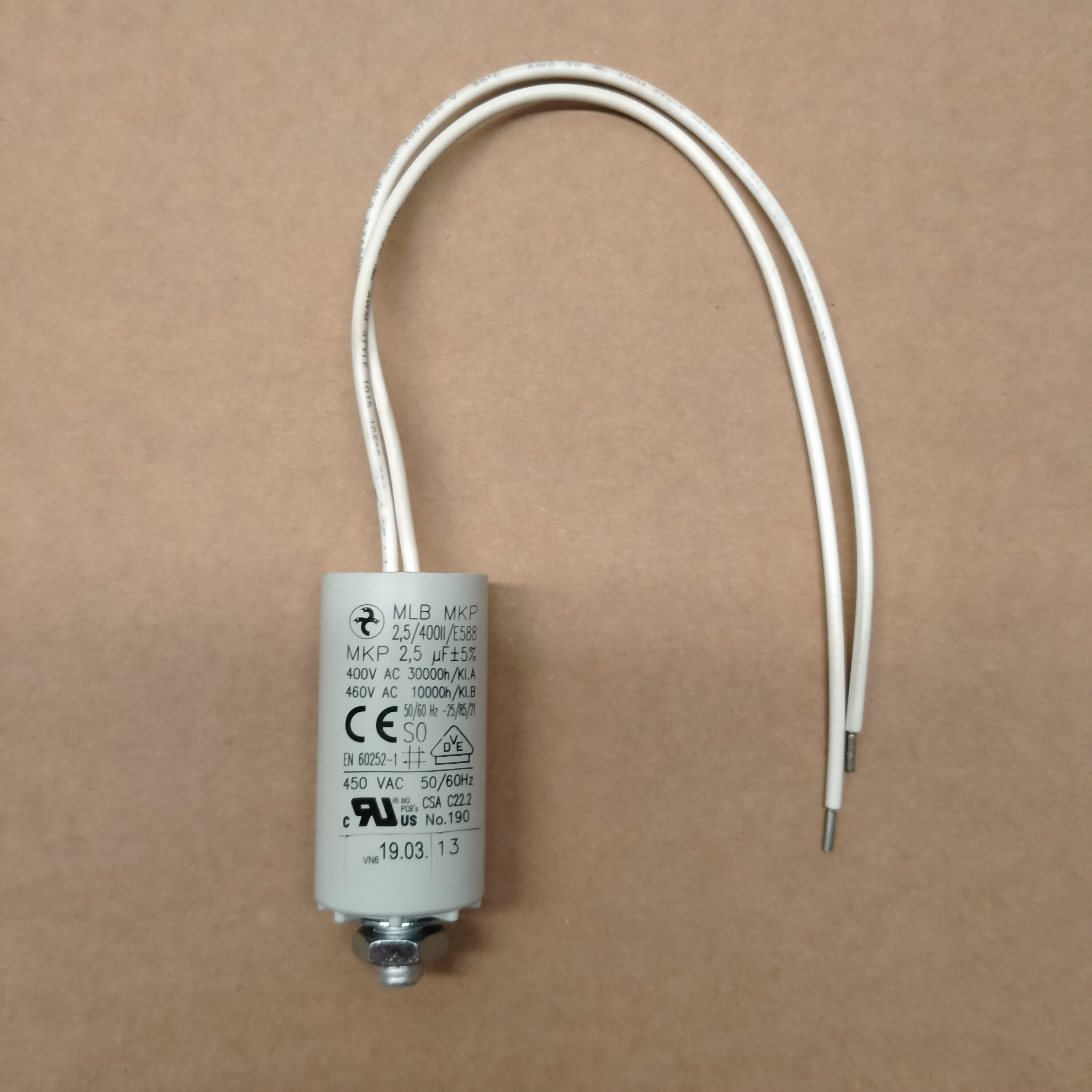 Condensateur moteur ventilateur PelTec 36/48 (2,5 µF) blanc