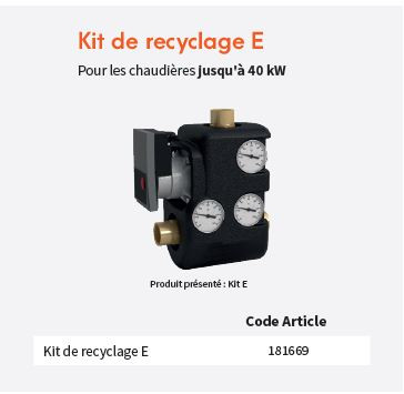 Kit hydraulique de recyclage E 60° (inf.40kw)