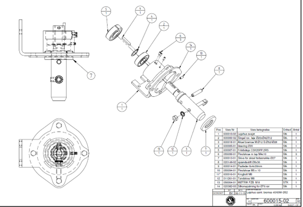 Roulement AR +axe SF15 moteur SMS 60W