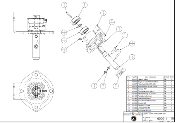 Roulement+axe FE3.9 moteur SMS 25W