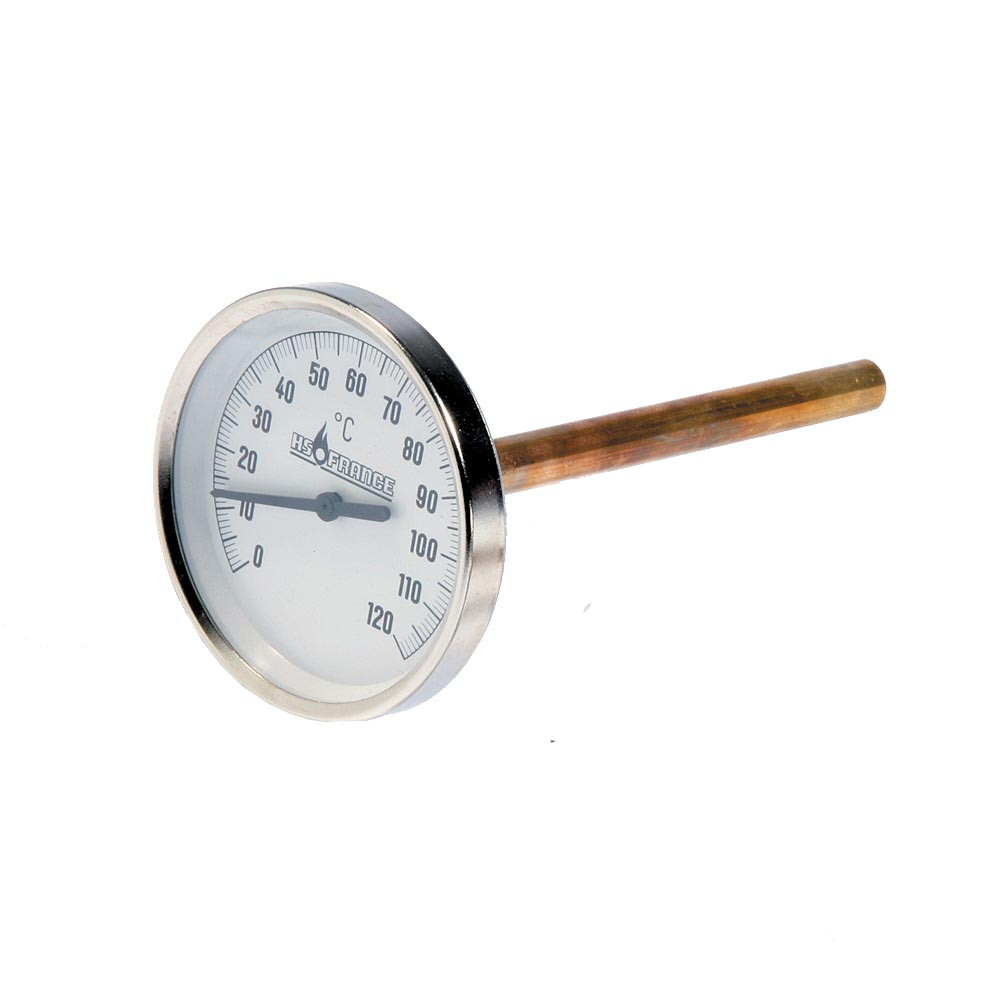 Thermomètre à plongeur Ø 80mm - L150mm avec doigt de gant